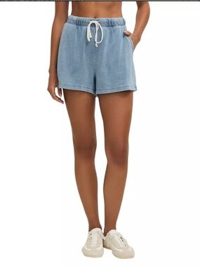Z Supply Light Blue Terry Drawstring Shorts